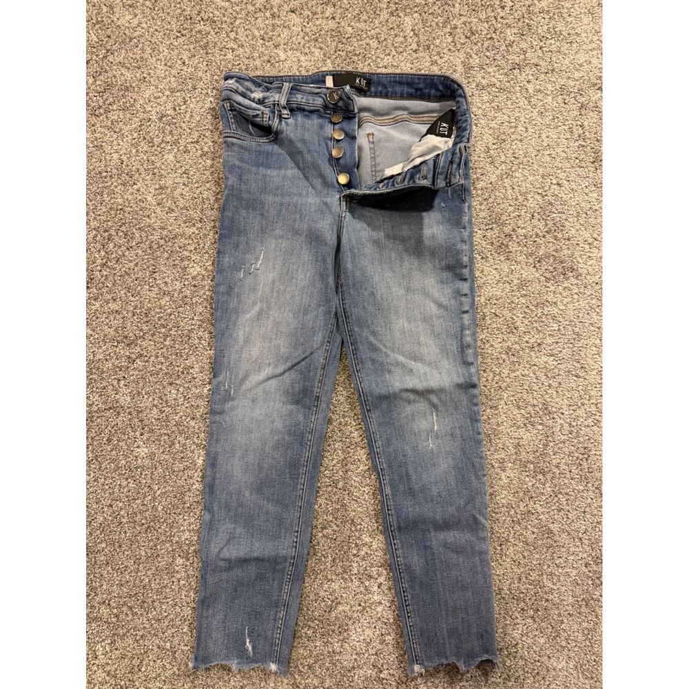 KUT from the Kloth Jeans Womens 6L Blue High Rise Button Fly Raw Hem Distressed